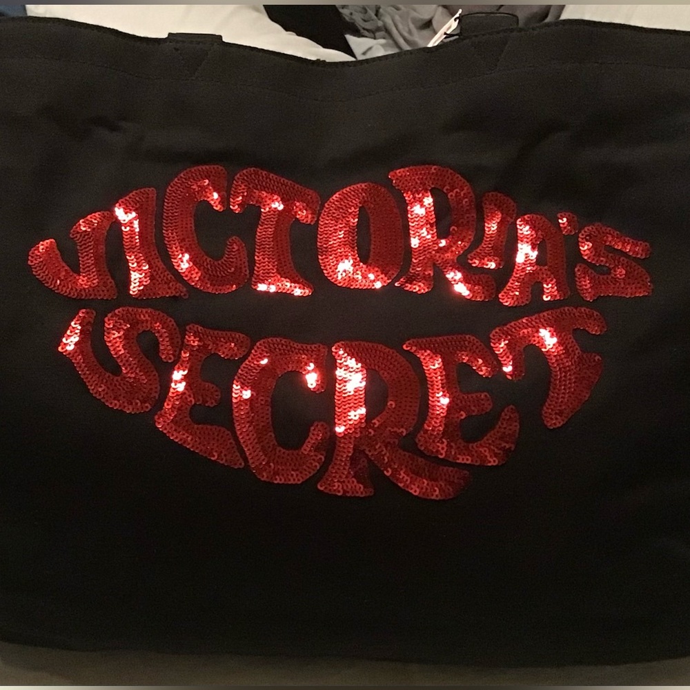 Victoria's Secret Black Tote with Red Sequins